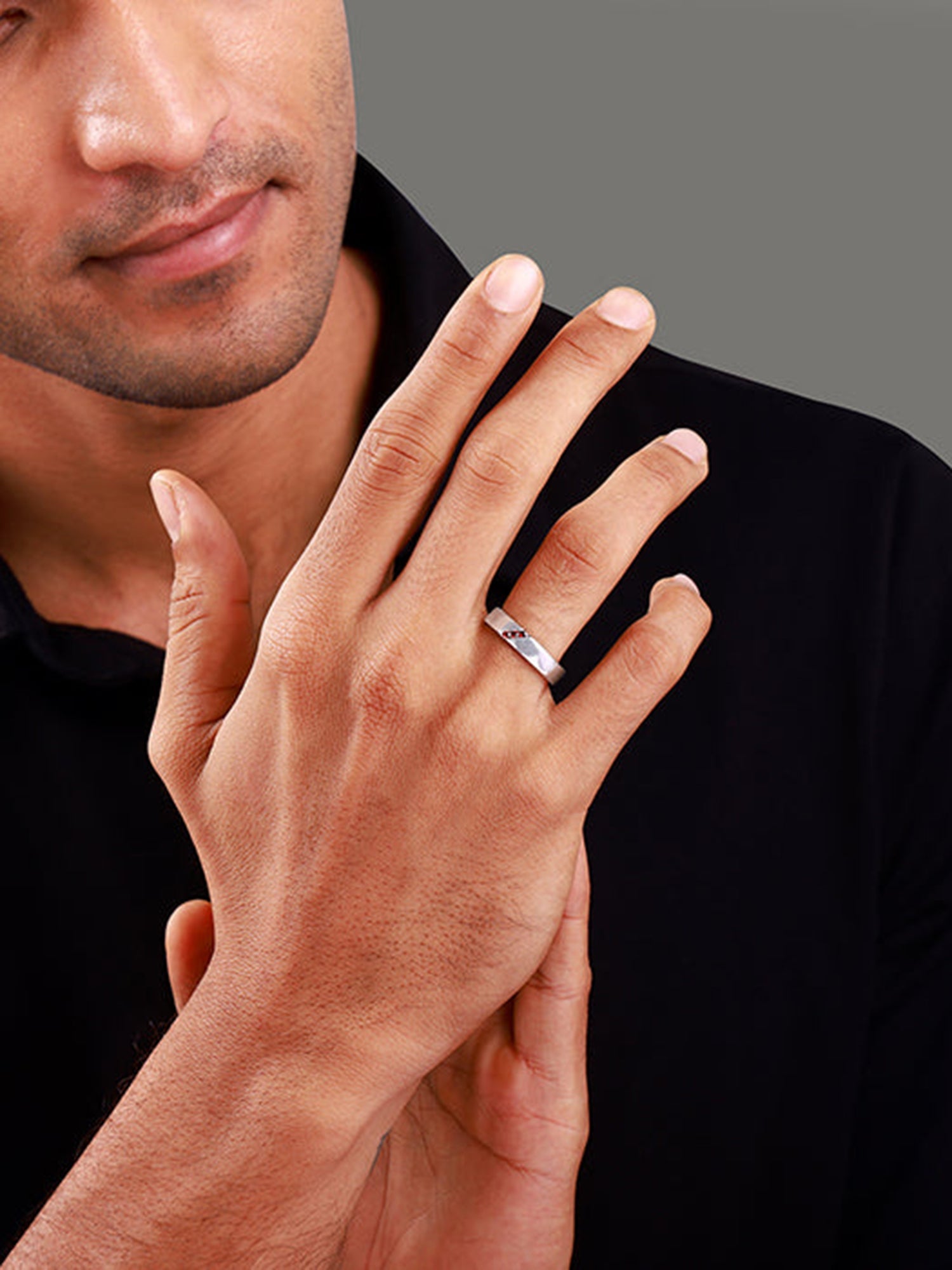 Silver Trend Garnet Ring For Him