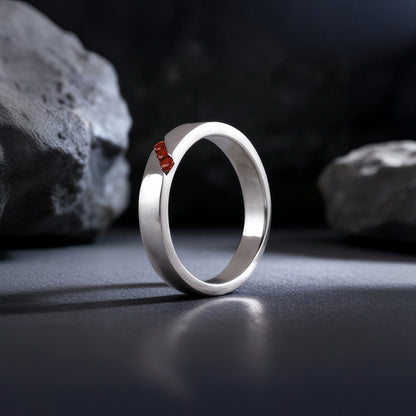 Silver Trend Garnet Ring For Him