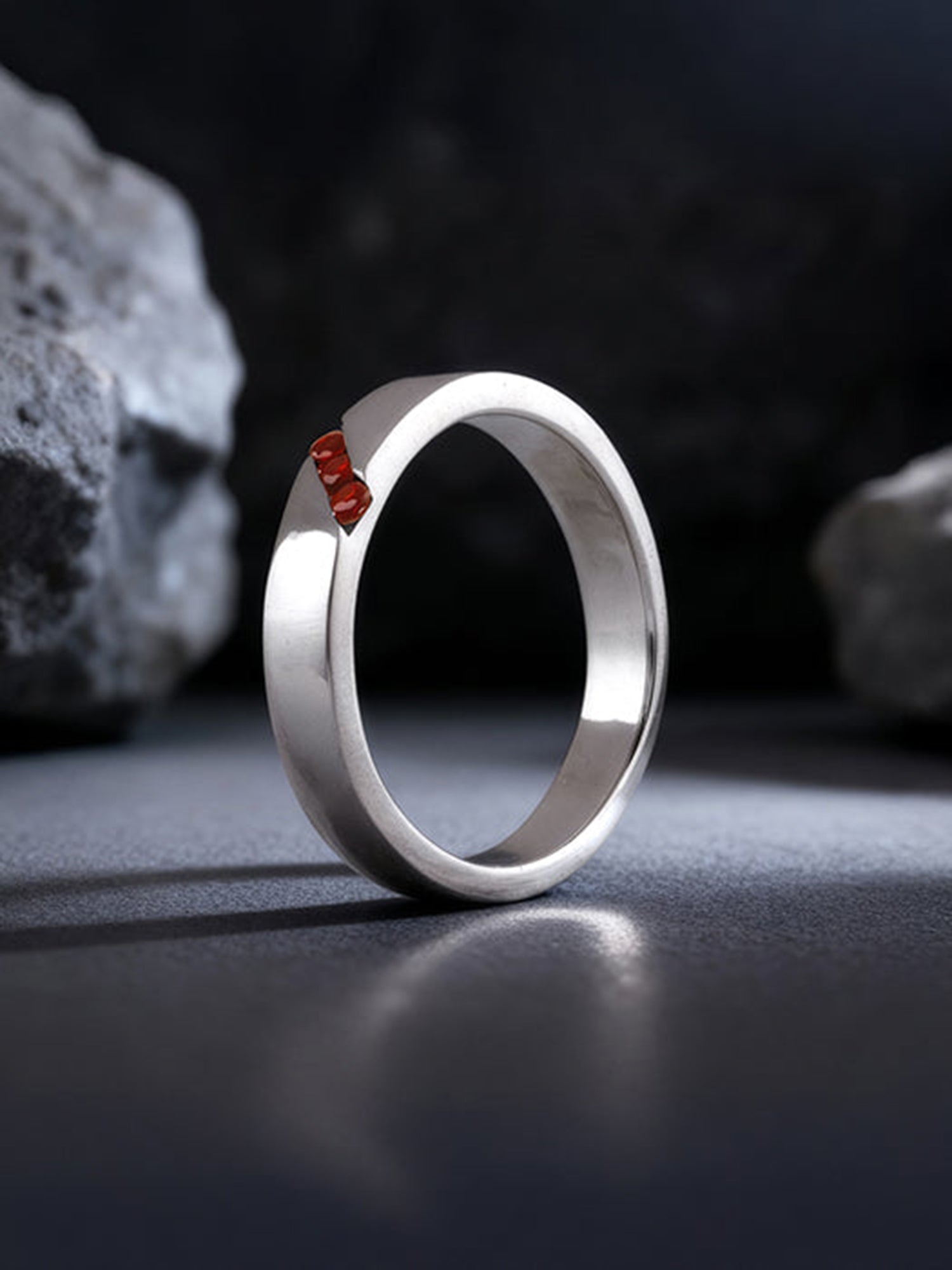 Silver Trend Garnet Ring For Him