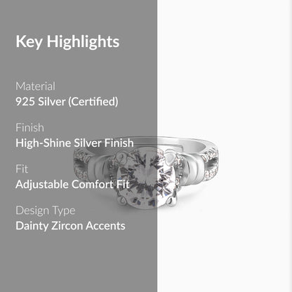 Silver Zircon Studded Ring