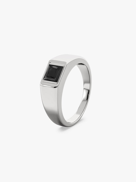 Silver Prince Onyx Ring For Him (Size 17)
