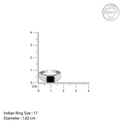 Silver Prince Onyx Ring For Him (Size 17)