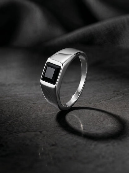 Silver Prince Onyx Ring For Him (Size 17)