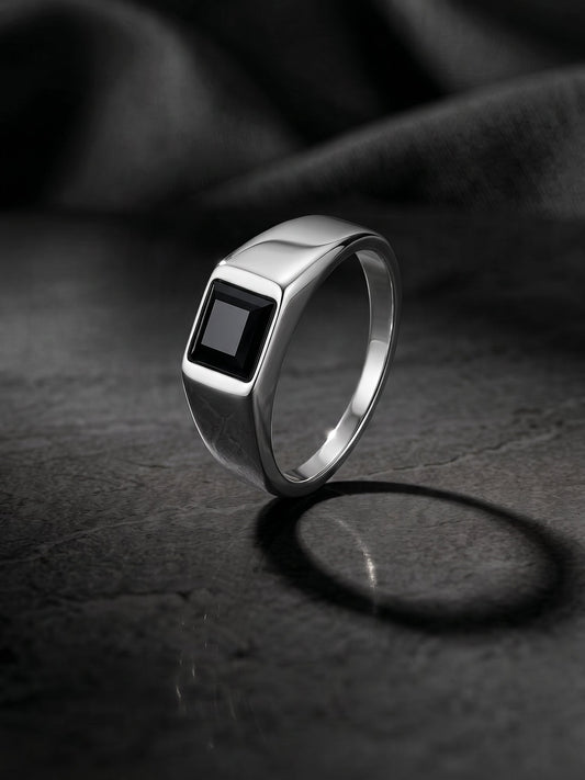 Silver Prince Onyx Ring For Him (Size 17)