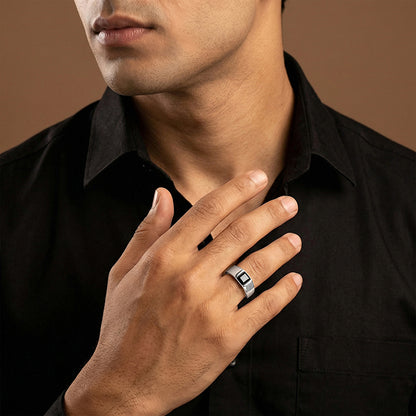Silver Prince Onyx Ring For Him (Size 20)