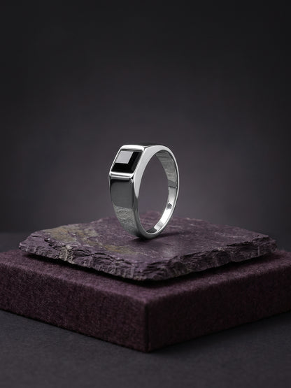 Silver Prince Onyx Ring For Him (Size 20)
