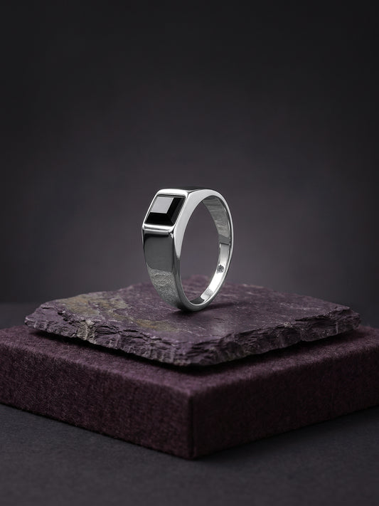 Silver Prince Onyx Ring For Him (Size 20)