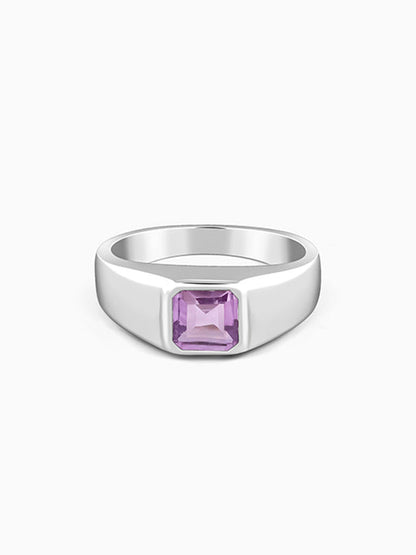 Silver Violet Edge Ring For Him