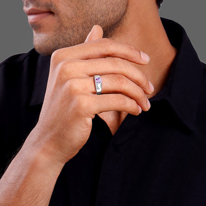 Silver Violet Edge Ring For Him