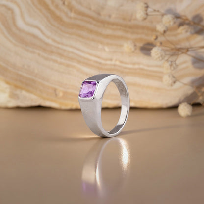 Silver Violet Edge Ring For Him