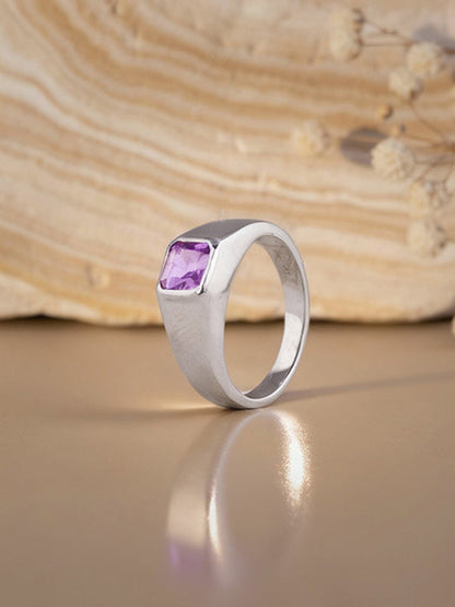 Silver Violet Edge Ring For Him