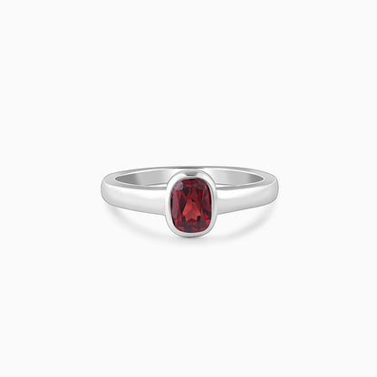 Silver Garnet Squircle Ring For Him