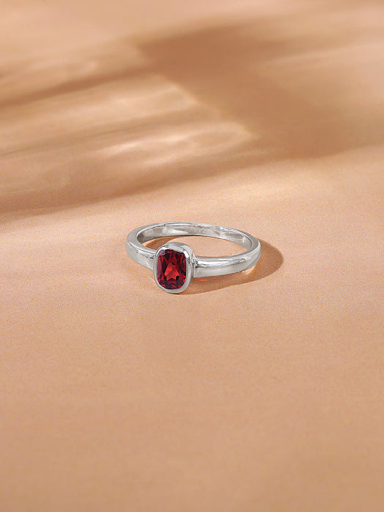 Silver Garnet Squircle Ring For Him
