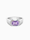Silver Purple Crest Ring For Him