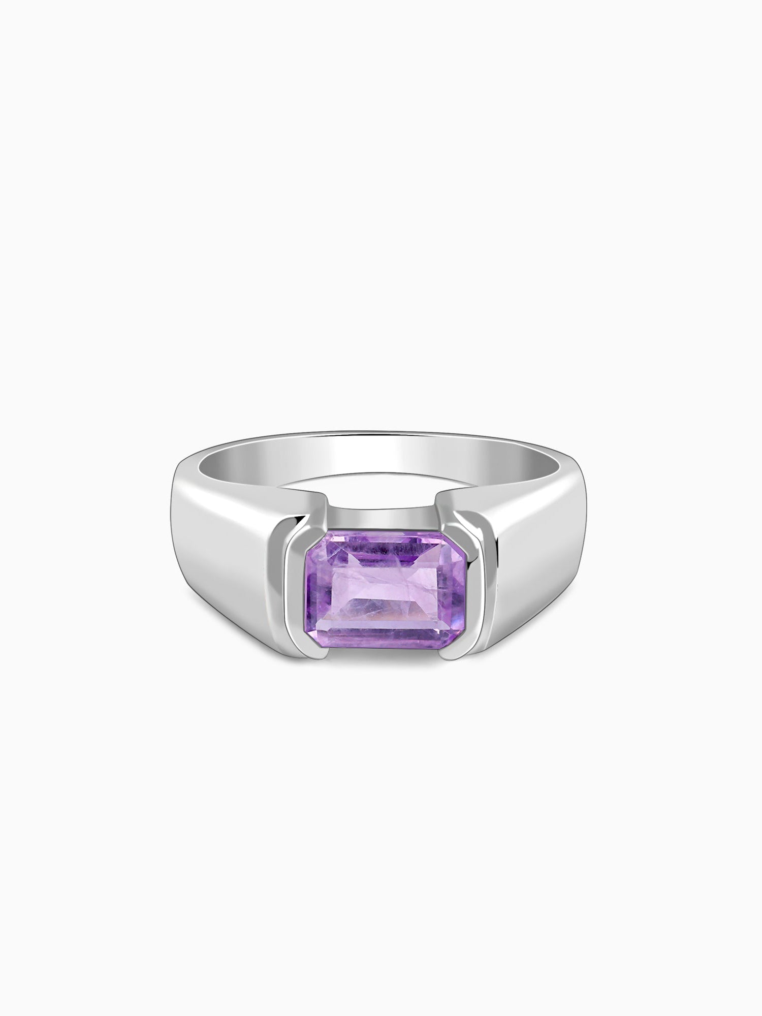 Silver Purple Crest Ring For Him