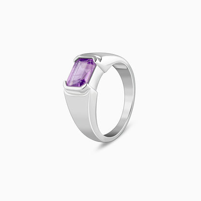Silver Purple Crest Ring For Him