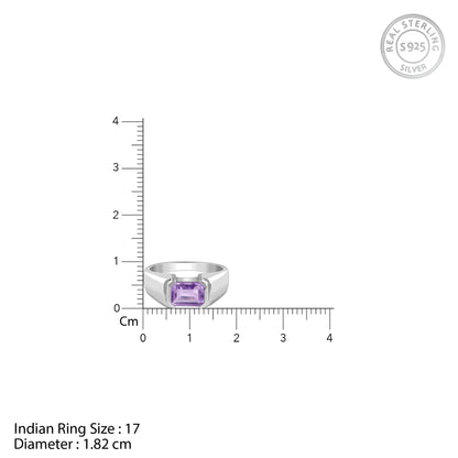 Silver Purple Crest Ring For Him