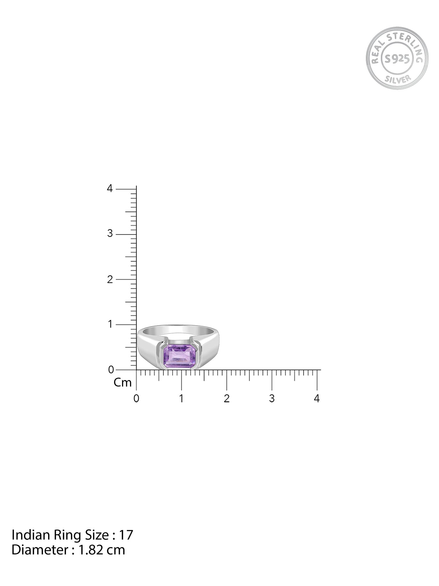 Silver Purple Crest Ring For Him