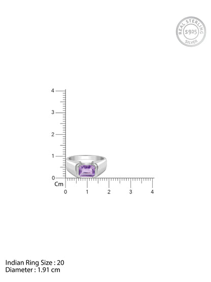 Silver Purple Crest Ring For Him