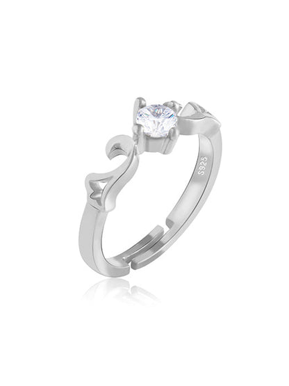 Silver Glowing in Love Couple Rings