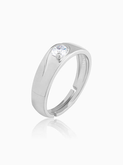 Silver Glowing in Love Couple Rings