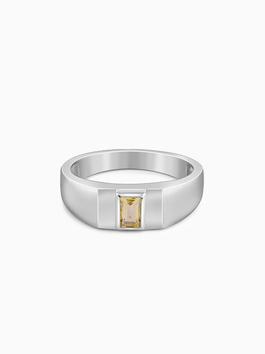 Silver Citrine Blaze Ring For Him