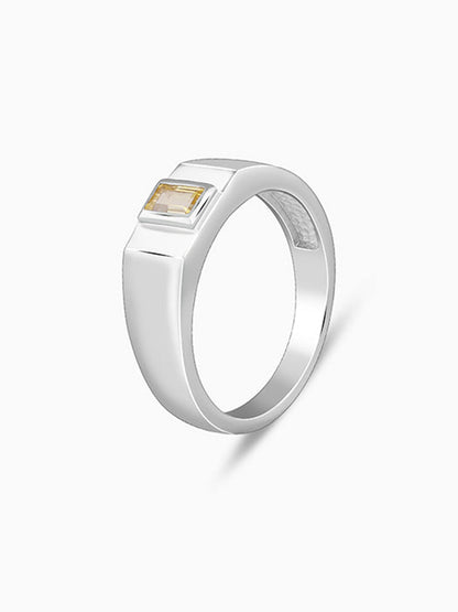 Silver Citrine Blaze Ring For Him