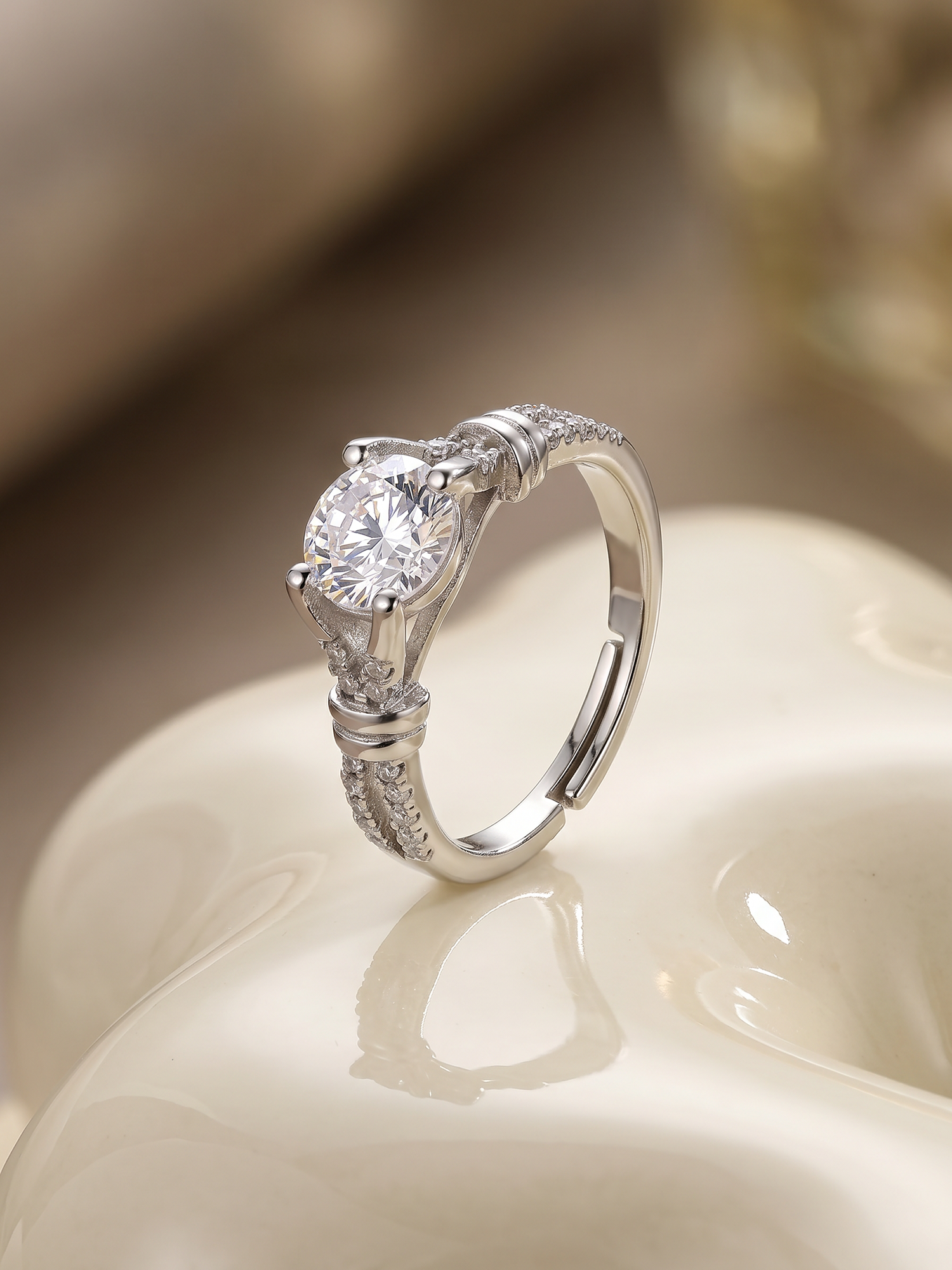 Silver Zircon Studded Ring