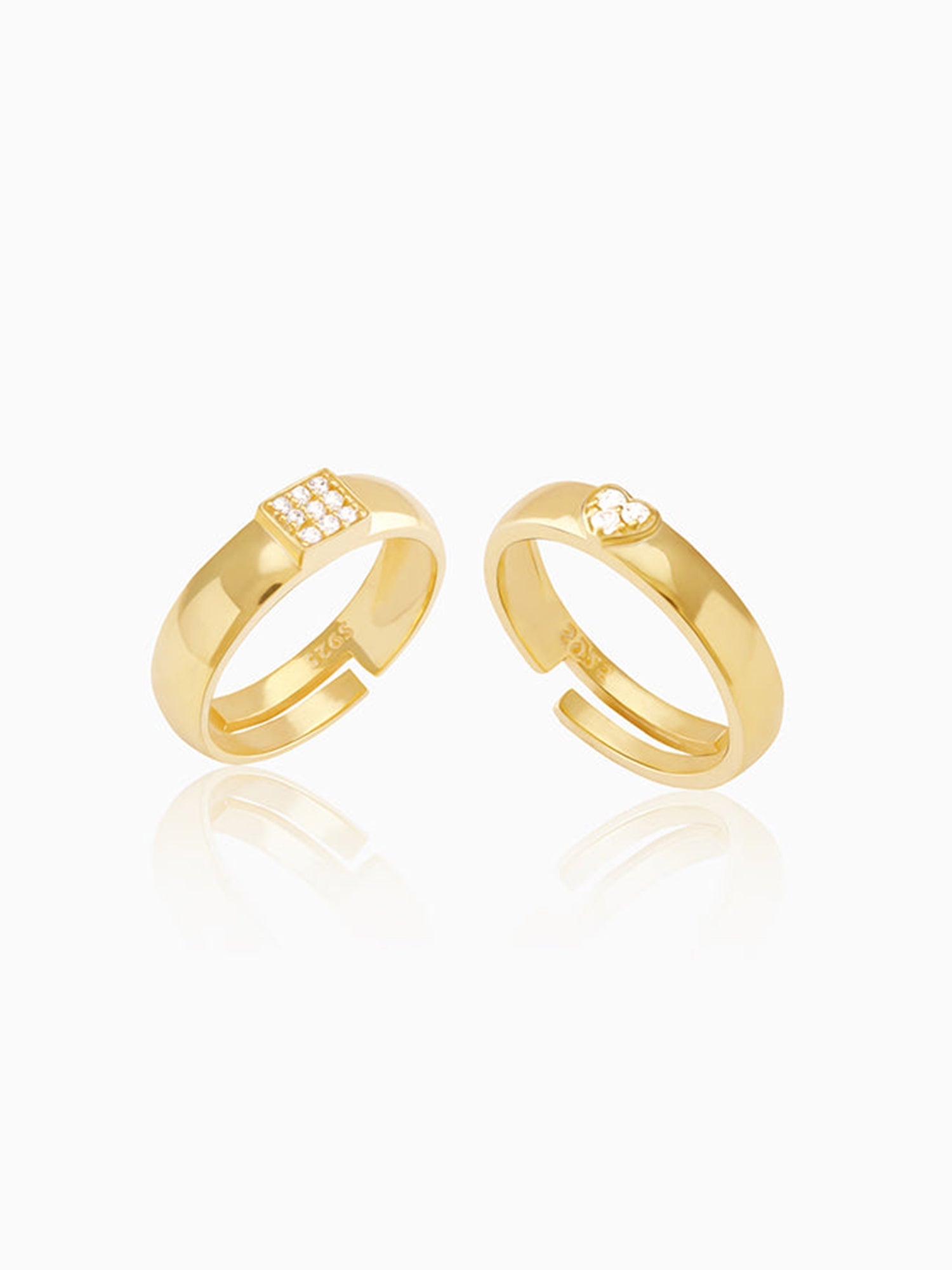 Golden Shining Love Couple Rings