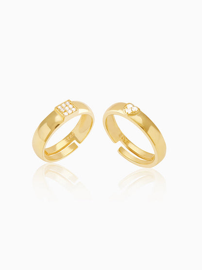 Golden Shining Love Couple Rings