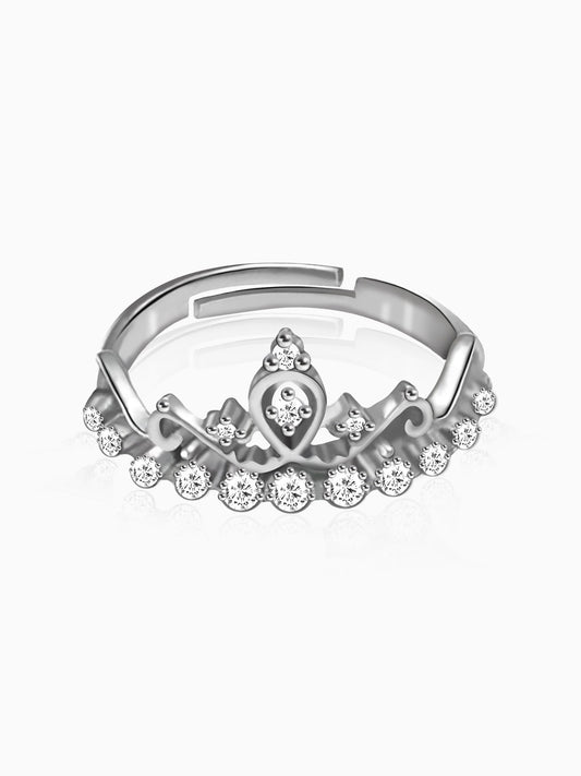 Silver Sparkling Crown Ring