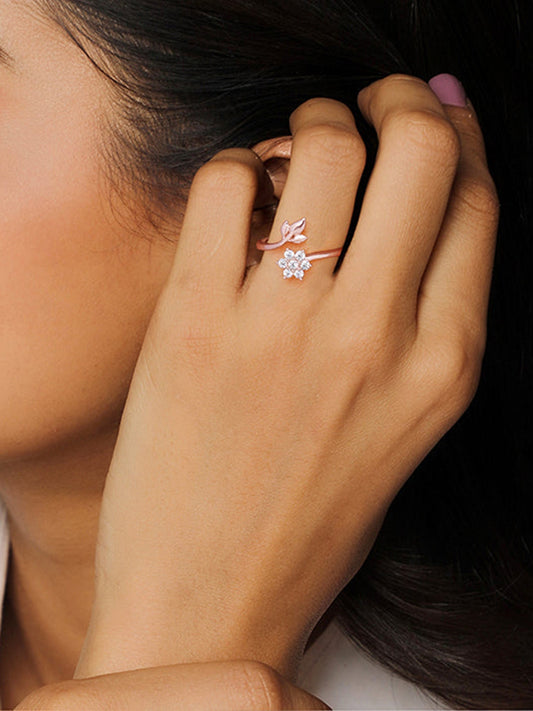 Rose Gold Floral Chic Ring
