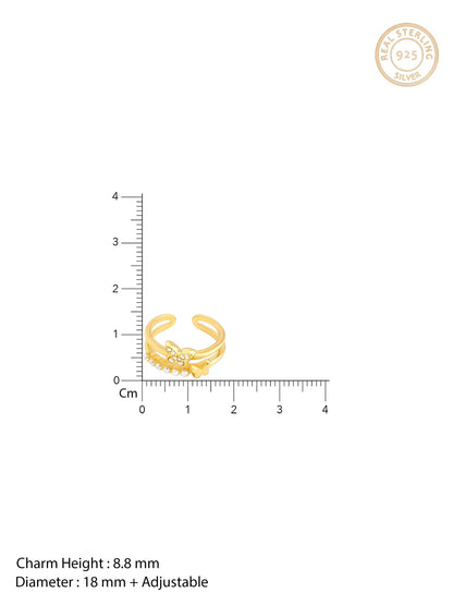 Golden Layered Butterfly In Love Ring