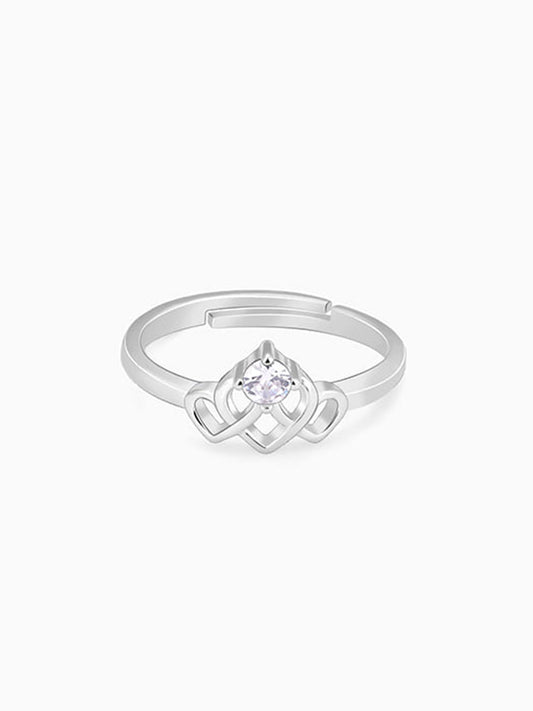 Chahat's Silver Crowning Heart Ring