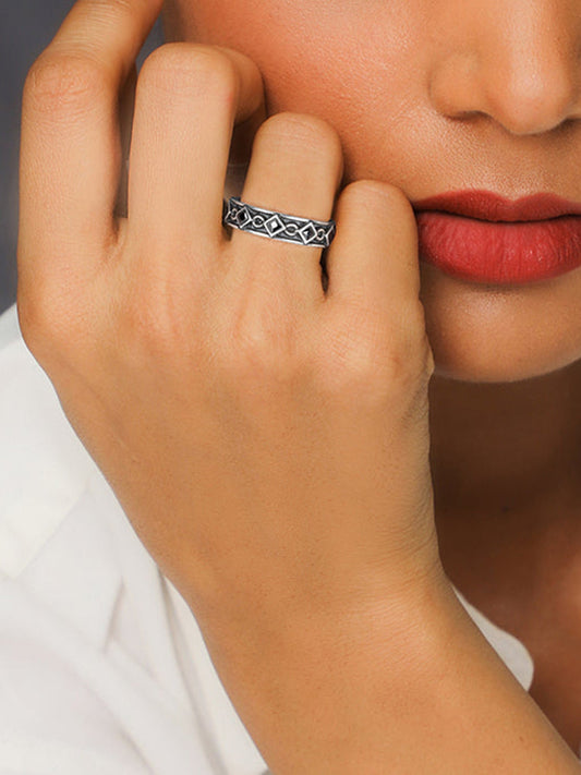 Oxidised Silver Rhombus Ring