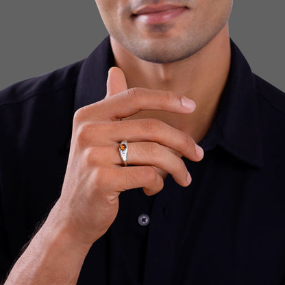 Silver Tiger Eye Ring For Him (Size 17)