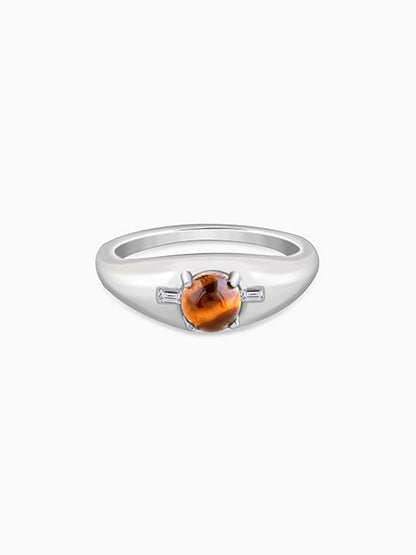 Silver Tiger Eye Ring For Him (Size 20)