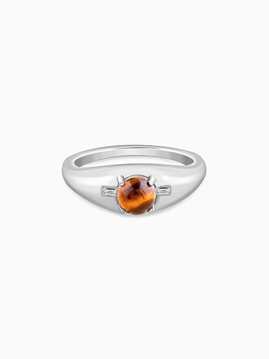 Silver Tiger Eye Ring For Him (Size 20)