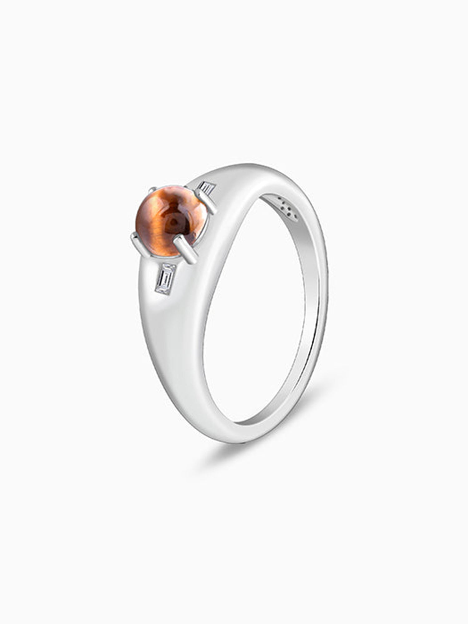 Silver Tiger Eye Ring For Him (Size 20)