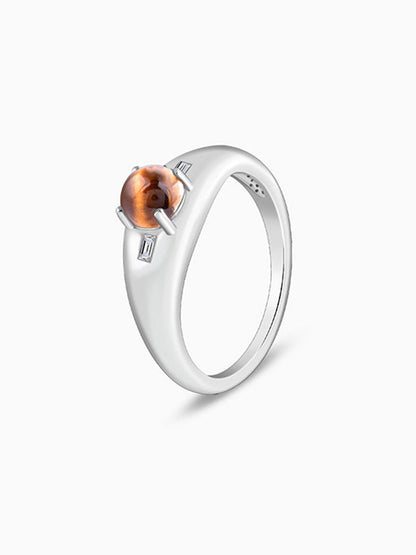 Silver Tiger Eye Ring For Him (Size 20)