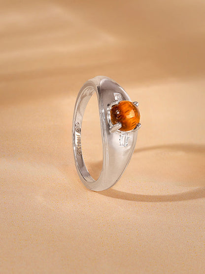 Silver Tiger Eye Ring For Him (Size 20)
