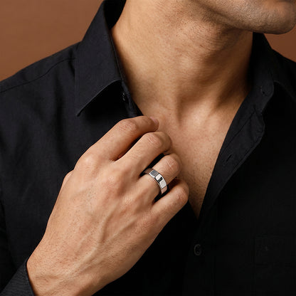 Silver Pure Force Hammered Ring For Him (Size 20)