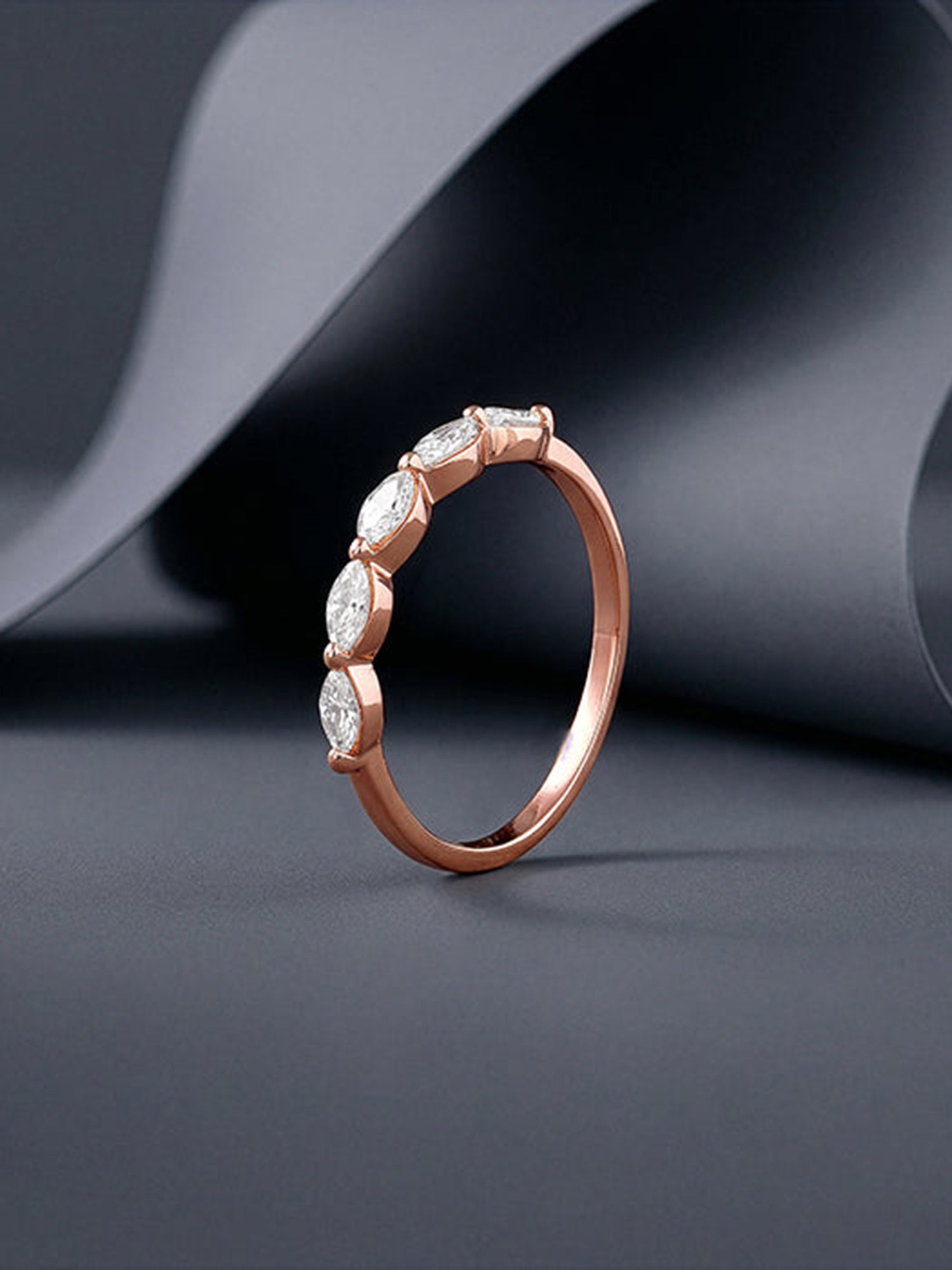 Rose Gold Marquise Half Eternity Ring (Size 12)