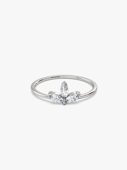 Silver Flora Trine Ring