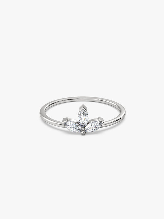 Silver Flora Trine Ring