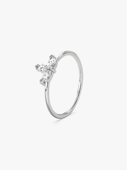 Silver Flora Trine Ring
