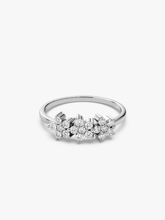 Silver Bloom Cascade Ring
