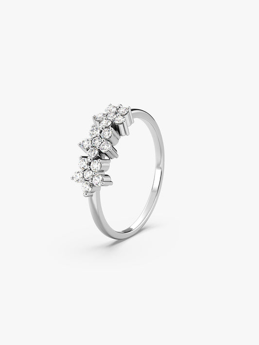 Silver Bloom Cascade Ring