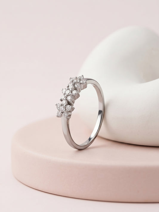 Silver Bloom Cascade Ring