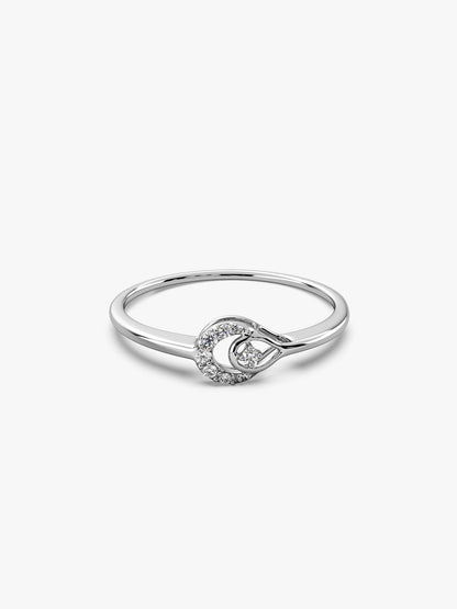 Silver Aurora Pear Ring